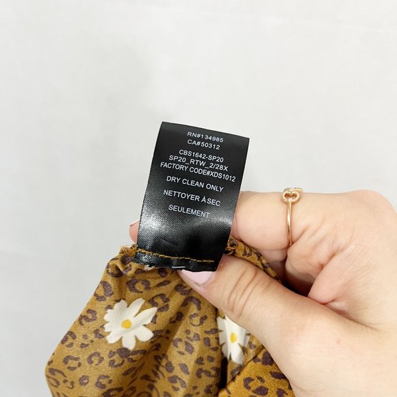 For Love & Lemons Tawney Midi Skirt Brown Leopard Floral Satin Ruched - Size XS - Picture 7 of 9